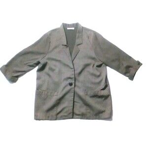 kenneth mitchell womens 38 gray one button blazer jacket preppy career work coat